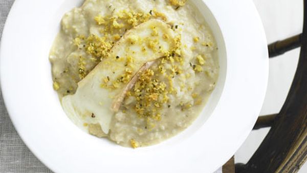 Cauliflower and Taleggio risotto with anchovy pangrattato