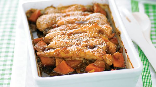 Chicken kumara and pineapple bake