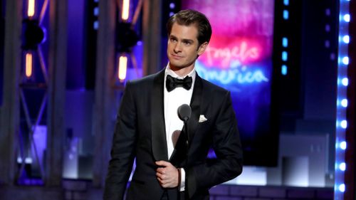 Andrew Garfield received an award for best leading actor in the "Angels in America" play. Picture: AP