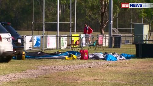 Toddler injured in 8m fall from airborne jumping castle south of Brisbane