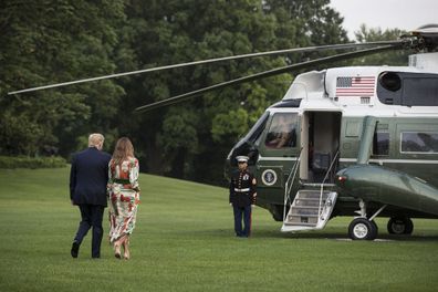 Melania chose to wear a midi-dress from pro-abortion label Gucci.
