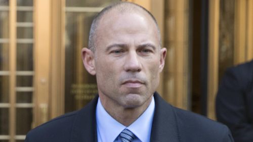 Michael Avenatti listens outside federal court, Monday, April 16, 2018, in New York. (AP Photo/Mary Altaffer)