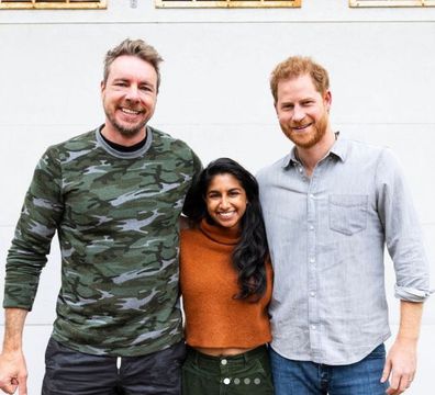 Prince Harry with Dax Shepard and Monica Padman.