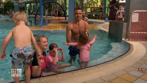 Opposition Leader Peter Malinauskas stripped down to his swimmers during the appearance. 