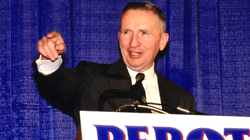 Undeclared candidate for President of the United States Ross Perot holds a press conference in Annapolis, Maryland, USA, on June 24, 1992.