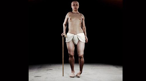 The most comprehensive image of what Tutankhamun would have looked like in real life shows the young royal was reliant on a walking stick thanks to his club foot, which may have beena due to the fact that his parents were brother and sister. (BBC)