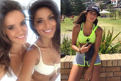 @piamiller: Cheers to the weekend with the heavenly @cassie_howarth_<br><br>@piamiller: #spent #bringingBackTheBumBag #BumBag - tagged at Coogee to Bondi Coastal walk.<br>