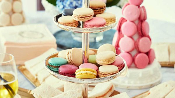 Laduree multi-tiered macaron platter, Melbourne site. Image: Supplied