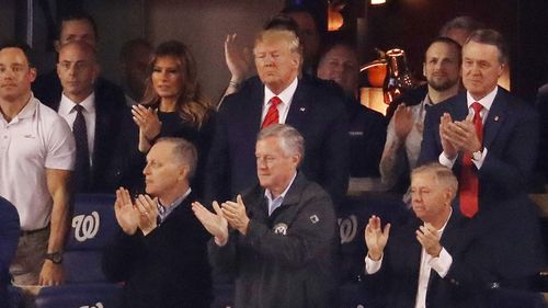 The crowd chanted 'lock him up' when Donald Trump attended the World Series in Washington.