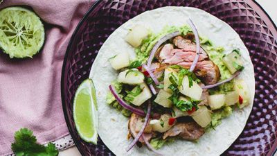 Spicy pork tacos with pineapple salsa