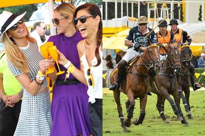 The rain didn't keep the Aussie celebs from the polo this weekend, with a string of TV stars, models and just genereal hotties descending to the Veuve Clicquot Airstream marquee and Paspaley VIP marquee to watch (read:gawp) at the polo players. Yep, champagne and horses....how very posh!