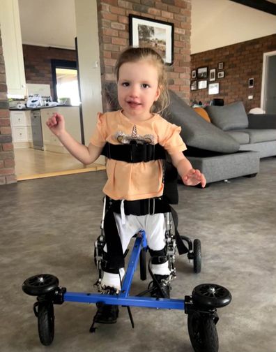 Willow now uses a walker to help her get around.