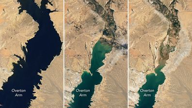 Lake Mead near Las Vegas has become drastically smaller.