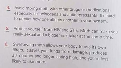 Morgan Julian claims the handout encourages drug use.