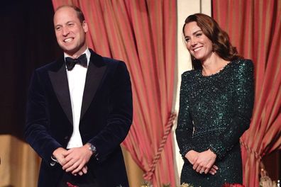 Britain's Prince William and Kate, The Duke and Duchess of Cambridge, are seen after watching the Royal Variety Performance.