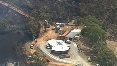 The Clare Valley blaze came within metres of two homes, but swift action by fire crews saved the properties. (9NEWS)