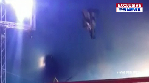 A motorbike stunt rider has spoken for the first time about the circus act mishap that almost cost him his life.