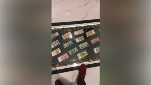 Tyga's Snapchats revealed money displayed in the floor of Salim Mehajer's mansion.