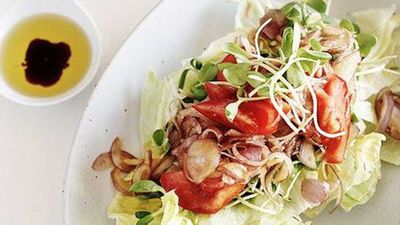 Click through for our <a href="http://kitchen.nine.com.au/2016/05/20/11/17/spanish-onion-sprout-tomato-and-lettuce-salad" target="_top">spanish onion, sprout, tomato and lettuce salad</a> recipe