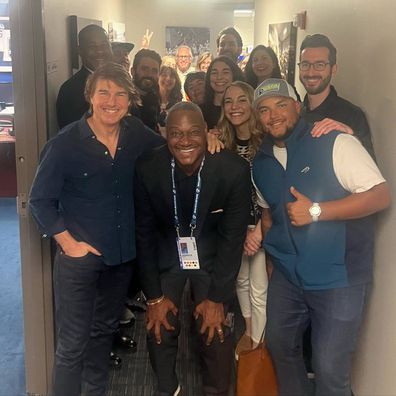 Tom Cruise, Isabella Cruise and Connor Cruise with Derrick Brooks