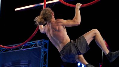 Zed Colback struggled on a dismount on Australian Ninja Warrior 2020.