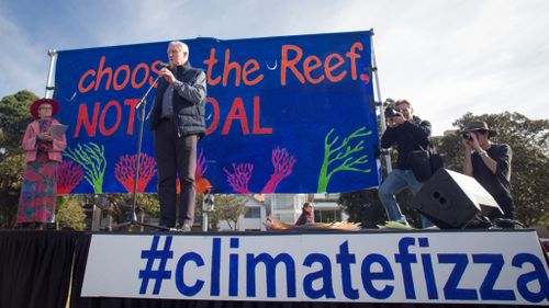 John Hewson at the climate change rally. (AAP Image/Greenpeace/Dean Sewell)