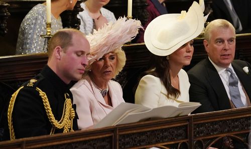 Prince William and Camilla sit beside the stars of Suits during the ceremony. (AAP)