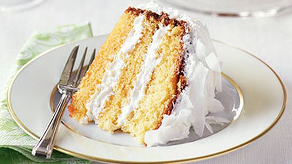 Vanilla cake with coconut icing