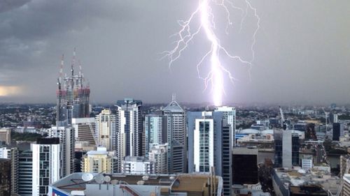 Hail and rain cause chaos in Brisbane CBD