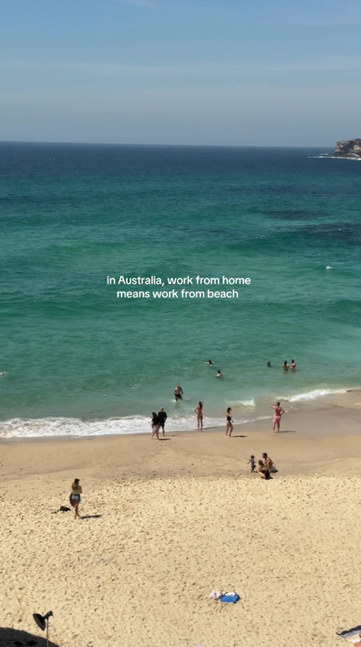Remote worker working on the beach