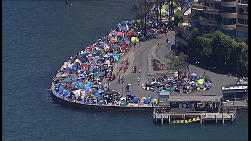 Crowds have already flocked to Sydney's harbour front for New Year's Eve 2015. (9NEWS)