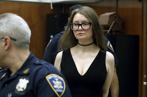 Anna Sorokin arrives in New York State Supreme Court for her trial on grand larceny charges, in New York in 2019.