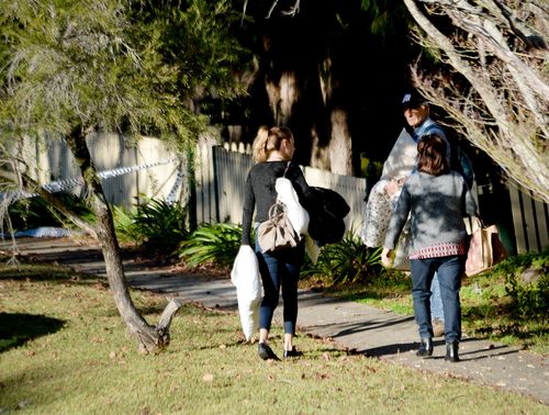 The quiet street was turned into a crime scene with police scouring every inch of the West Pennant Hills property. Picture: AAP