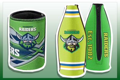 9PR: Canberra Raiders NRL Stubby Holder and Canberra Raiders Long Neck Bottle Zip Cooler