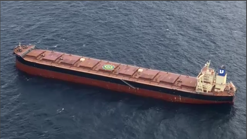 The United Grace, sitting off the Queensland coast. 