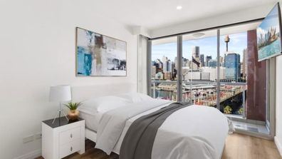 Sydney CBD skyline tower city rental tenant bedroom Domain
