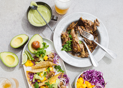 Hayden Quinn beer braised pulled pork tacos