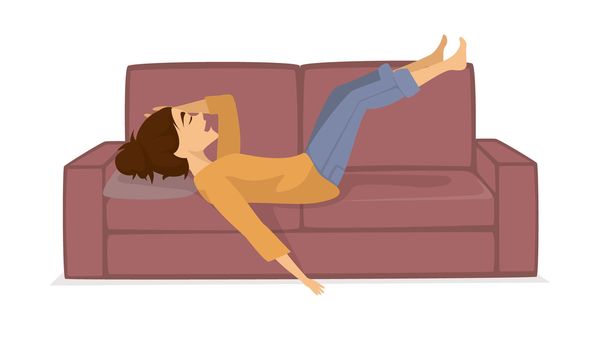 Lazy woman on couch