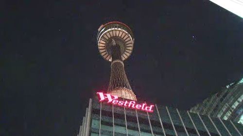 The man died at the scene after falling from Centrepoint Tower. Picture: 9NEWS