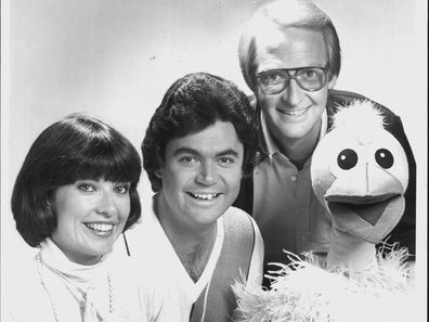 Jacki MacDonald, Daryl Somers, John Blackman and Ossie Ostrich on Hey Hey It's Saturday on 9. June 9, 1985.