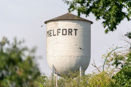 A water tank is photographed in Melfort, Saskatchewan