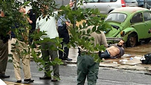 Pictures emerged on social media of Rahami being arrested after the shootout with police in New Jersey. (Twitter)