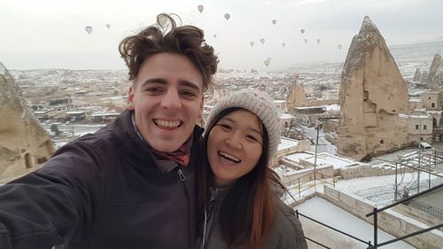 Jackson Sievers just weeks before his accident, in Turkey with girlfriend Ida Lui, 31, who he's still dating.