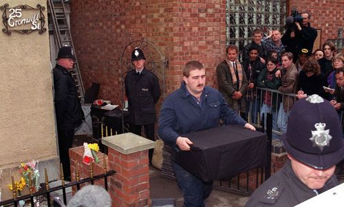 Body parts are removed from 25 Cromwell Street in 1994.