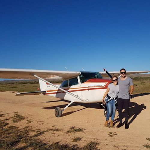 "Landed! Flying over #australiascoralcoast where the desert meets the sea." (Instagram/janewdv)
