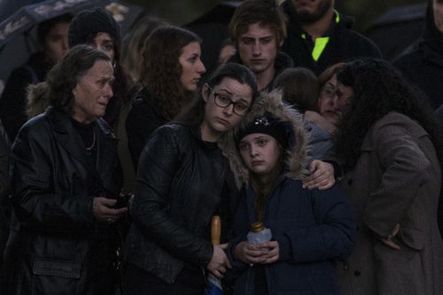 Mourners gather for the Vigil for slain homeless woman Courtney Herron, at Royal Park in Melbourne, Friday, May 31, 2019.  