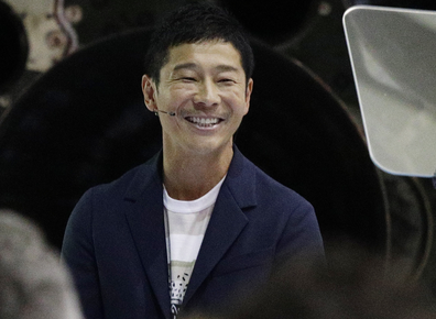 Japanese billionaire Yusaku Maezawa speaks after SpaceX founder and chief executive Elon Musk announced him as the person who would be the first private passenger on a trip around the moon, Monday, Sept. 17, 2018