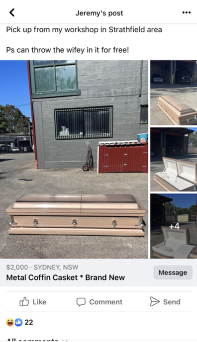 second hand furniture facebook coffin