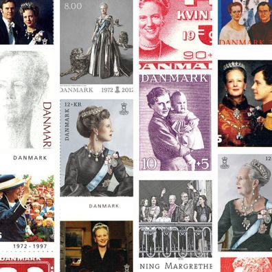 Queen Margrethe II feature on Danish stamps over her 52-year reign