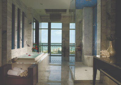 bathroom of penthouse suite at The Cove at The Atlantis.